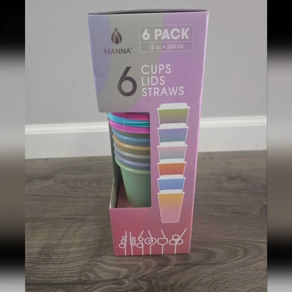 Manna color changing 12oz tumbler & straw 6pk set NEW